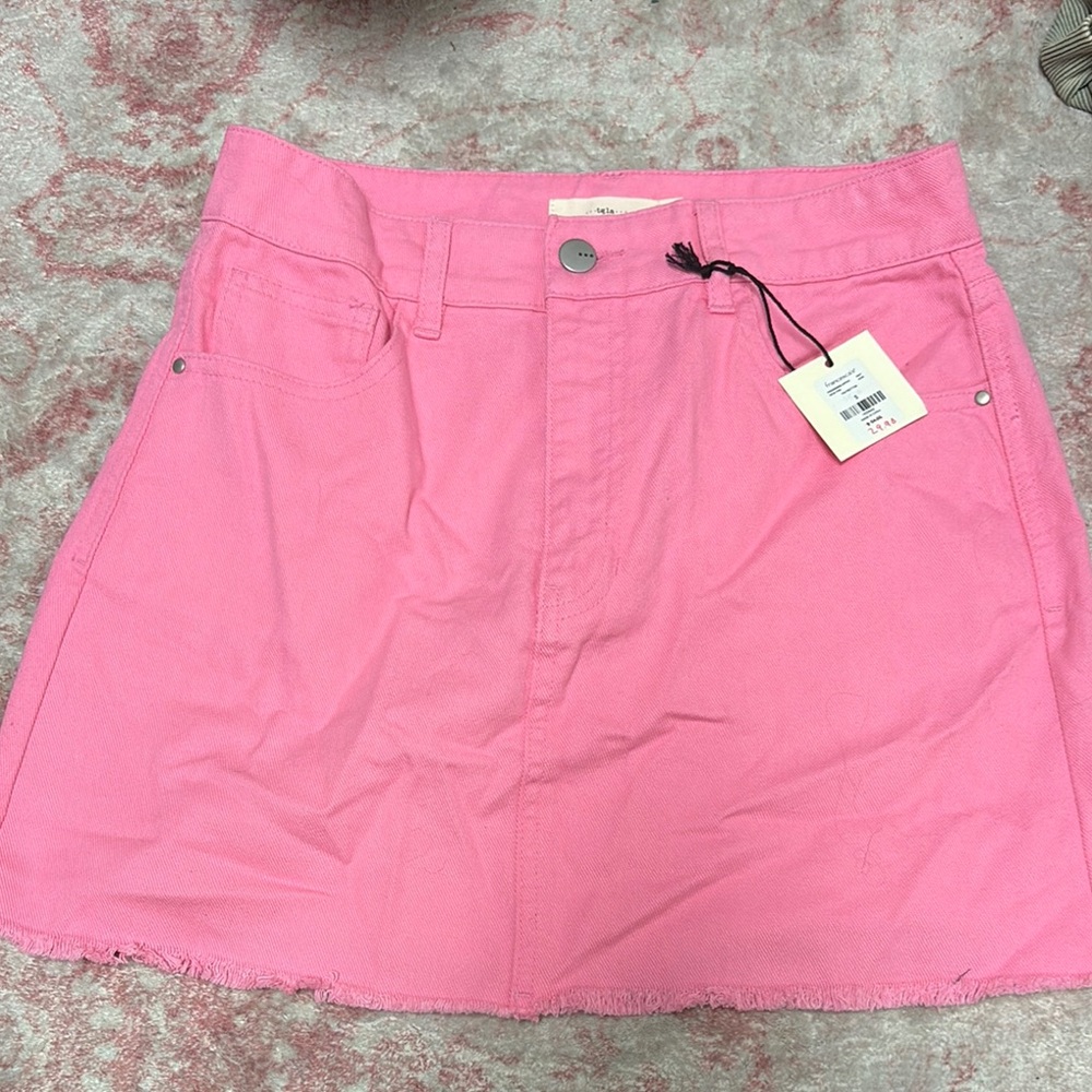 Pink Denim Skirt